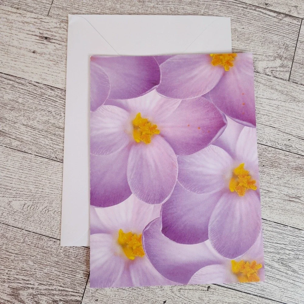 Floral Greeting Card Blank Note Card Purple‎ Flower Stationery Gift Any Occasion